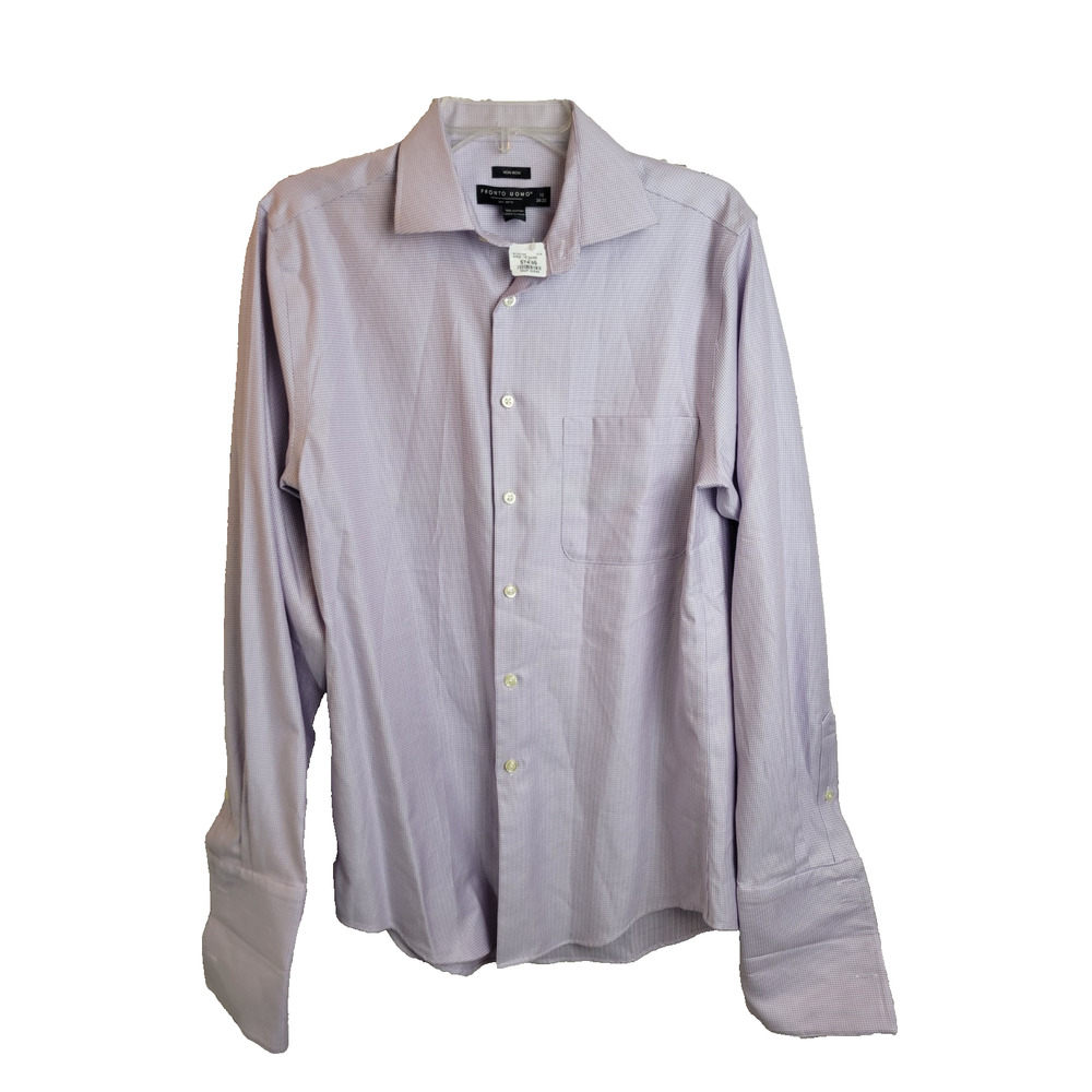 NWT Pronto Uomo Lavender Non-Iron Long Sleeve Button Up Shirt Mens Size 15 34/35